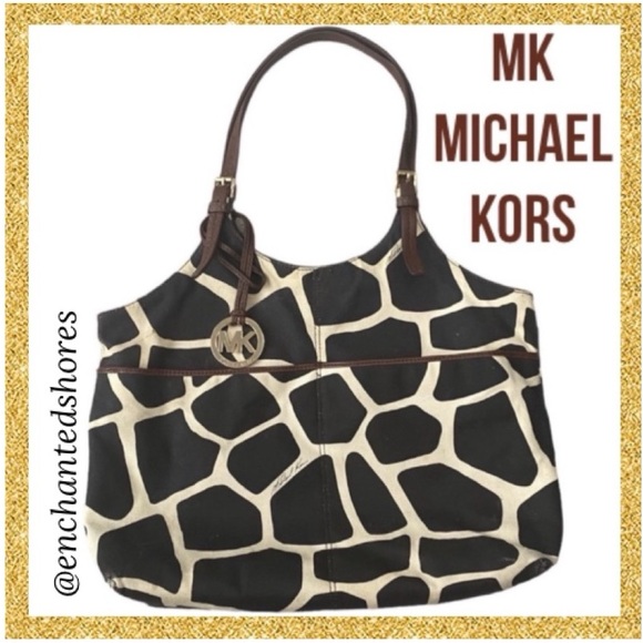 Michael Kors Giraffe Print Bag Purse Shoulder Tote Handbag - Picture 1 of 15